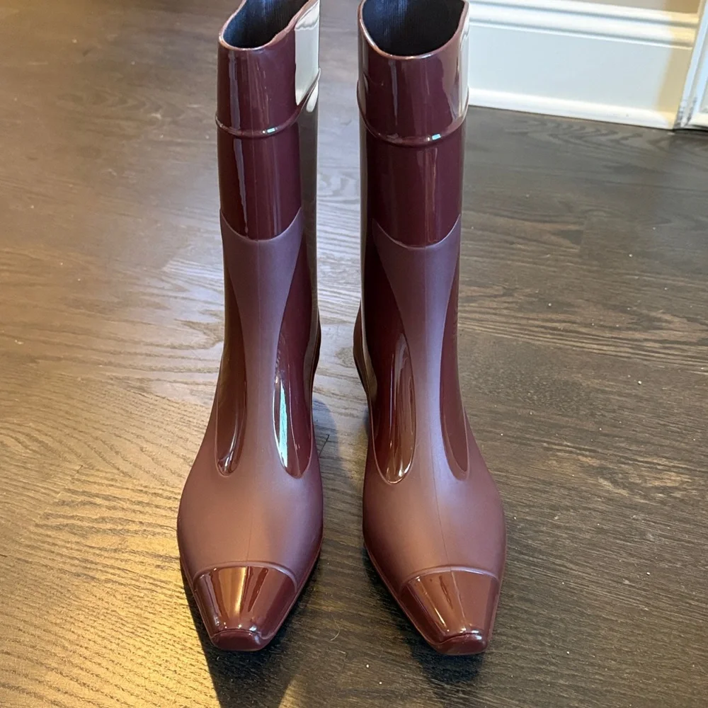 Jeffrey Campbell Glossy - Burgundy Rain Boots Size 8 - Picture 3 of 5